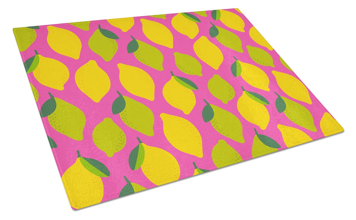BB5143LCB Lemons & Limes on Pink Glass Cutting Board, Large