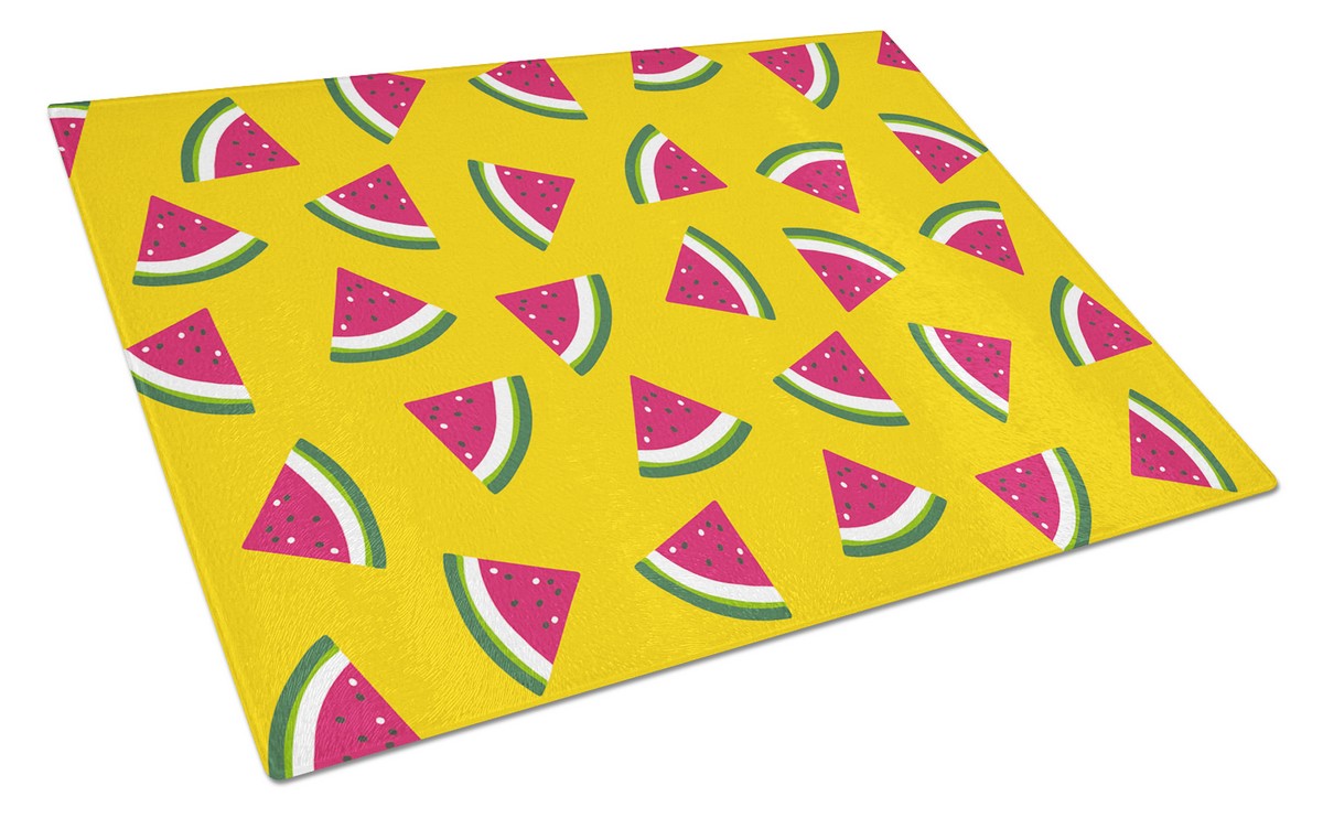 BB5144LCB Watermelon on Yellow Glass Cutting Board, Large