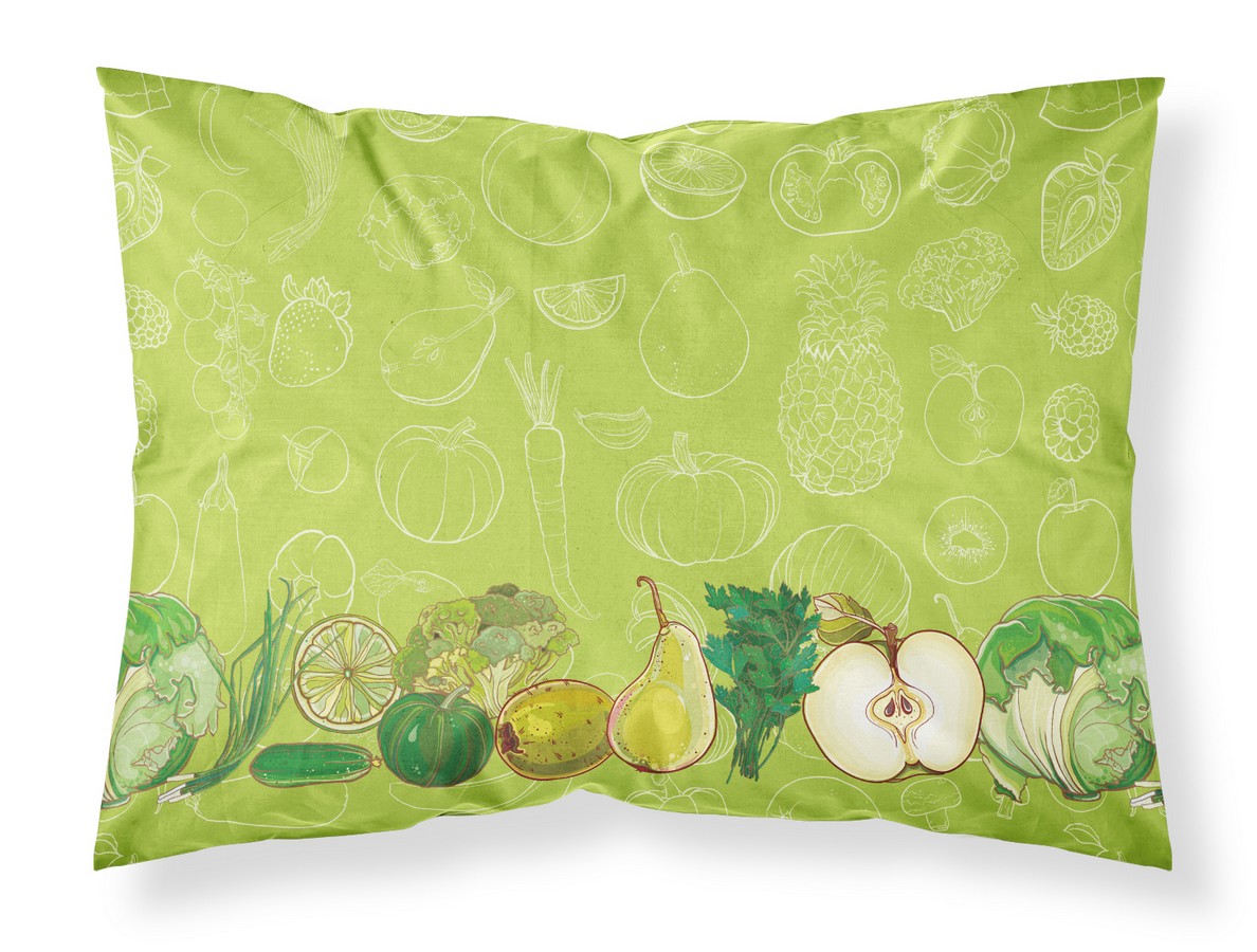 Fruits & Vegetables in Green Fabric Standard Pillowcase
