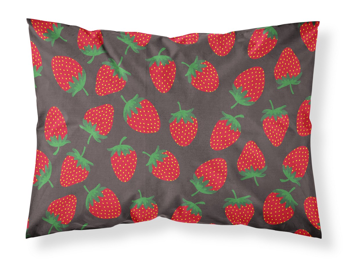 Strawberries on Grey Fabric Standard Pillowcase