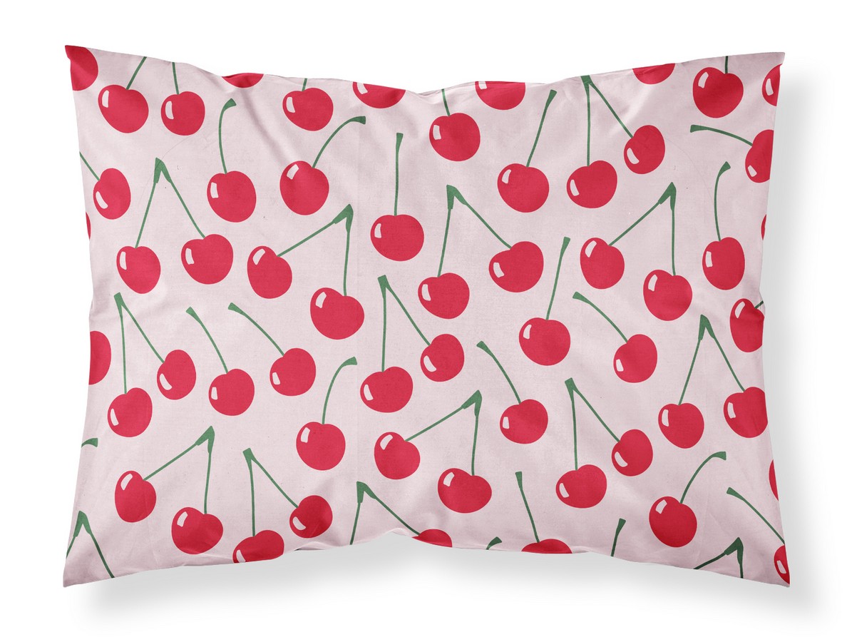 Cherries on Pink Fabric Standard Pillowcase - Pink