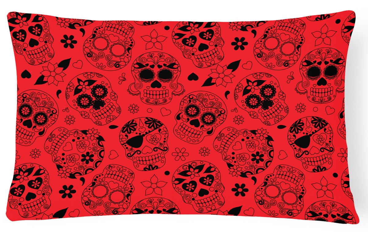 BB5119PW1216 Day of the Dead Orange Canvas Fabric Decorative Pillow - 12 x 3 x 16 in.