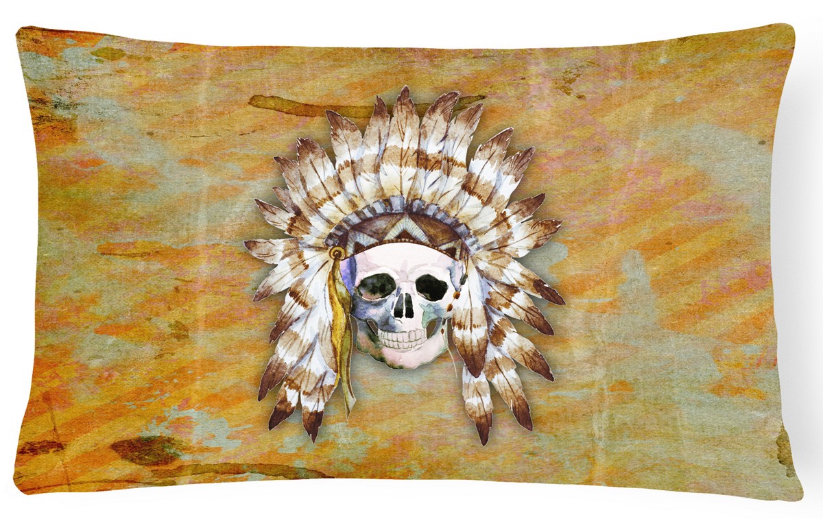 BB5121PW1216 Day of the Dead Indian Skull Canvas Fabric Decorative Pillow - 12 x 3 x 16 in.