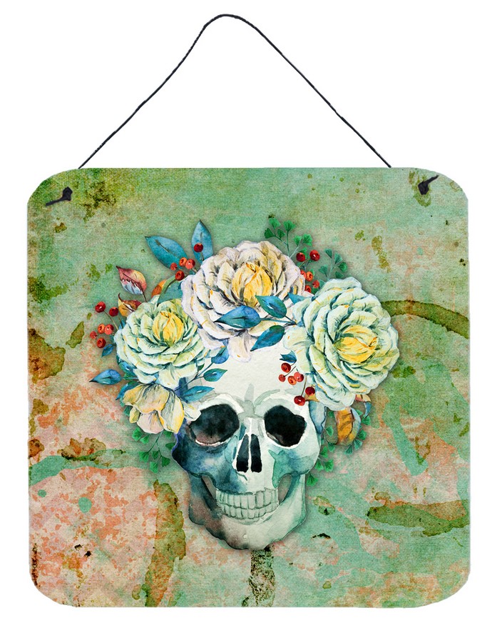 BB5124DS66 Day of the Dead Skull with Flowers Wall or Door Hanging Prints