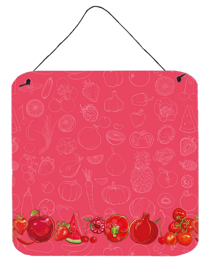 Fruits & Vegetables in Red Wall or Door Hanging Prints