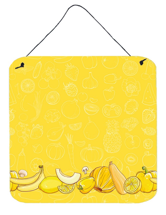 Fruits & Vegetables in Yellow Wall or Door Hanging Prints