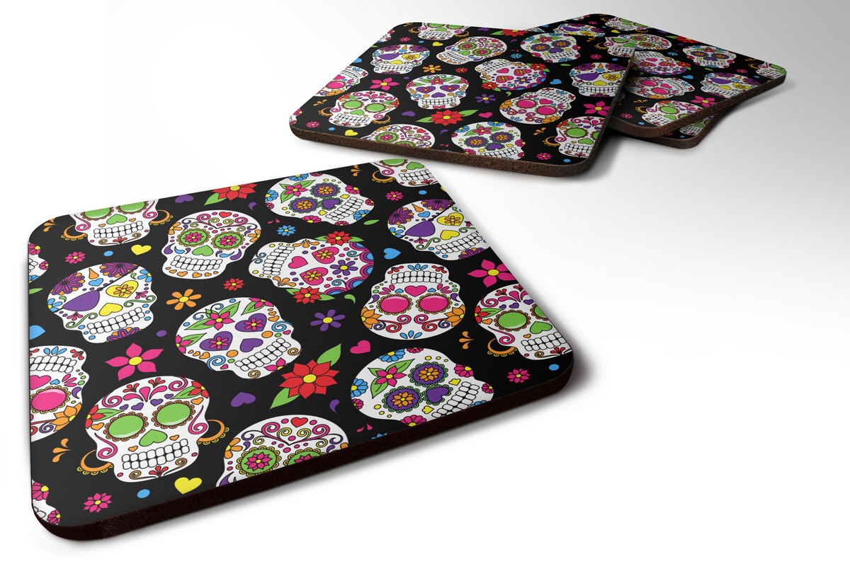 Day of the Dead Black Foam Coaster