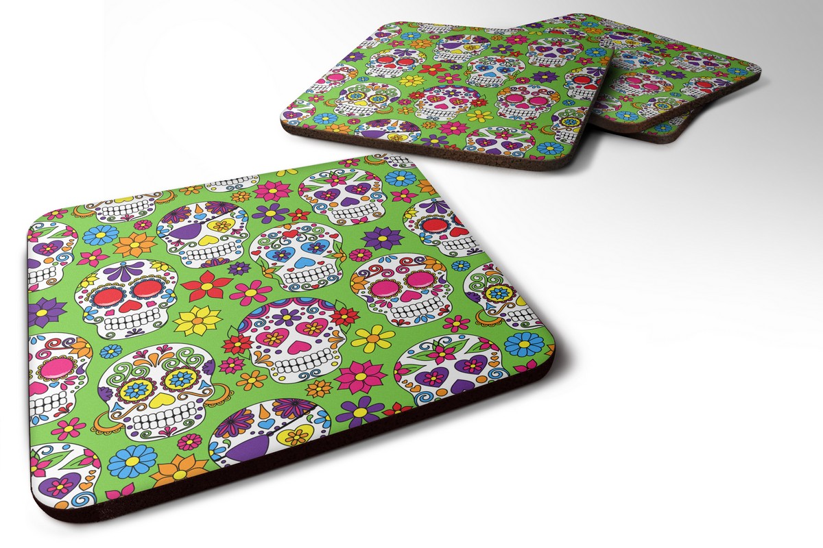 Day of the Dead Green Foam Coaster - Green
