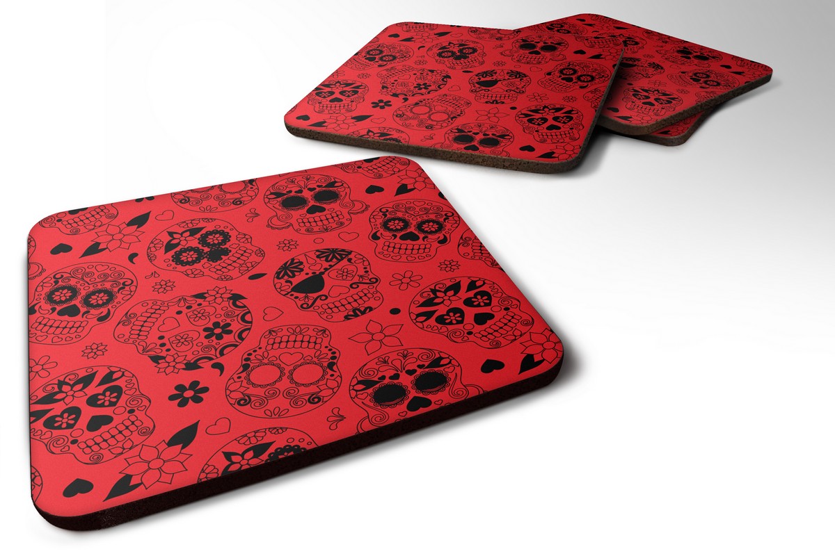 BB5119FC Day of the Dead Orange Foam Coaster, Set of 4