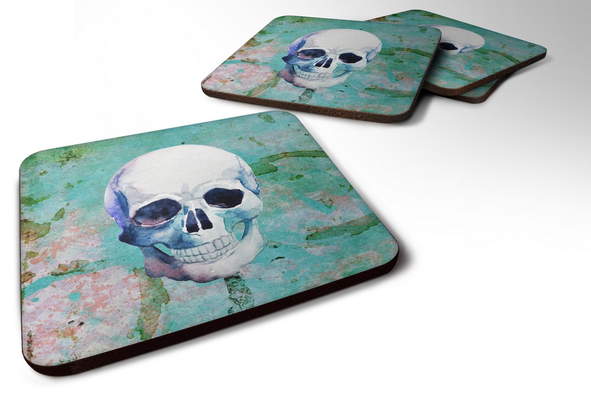 Day of the Dead Teal Skull Foam Coaster