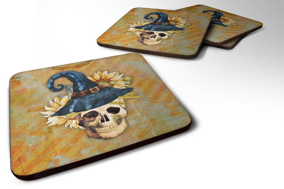 BB5126FC Day of the Dead Witch Skull Foam Coaster, Set of 4
