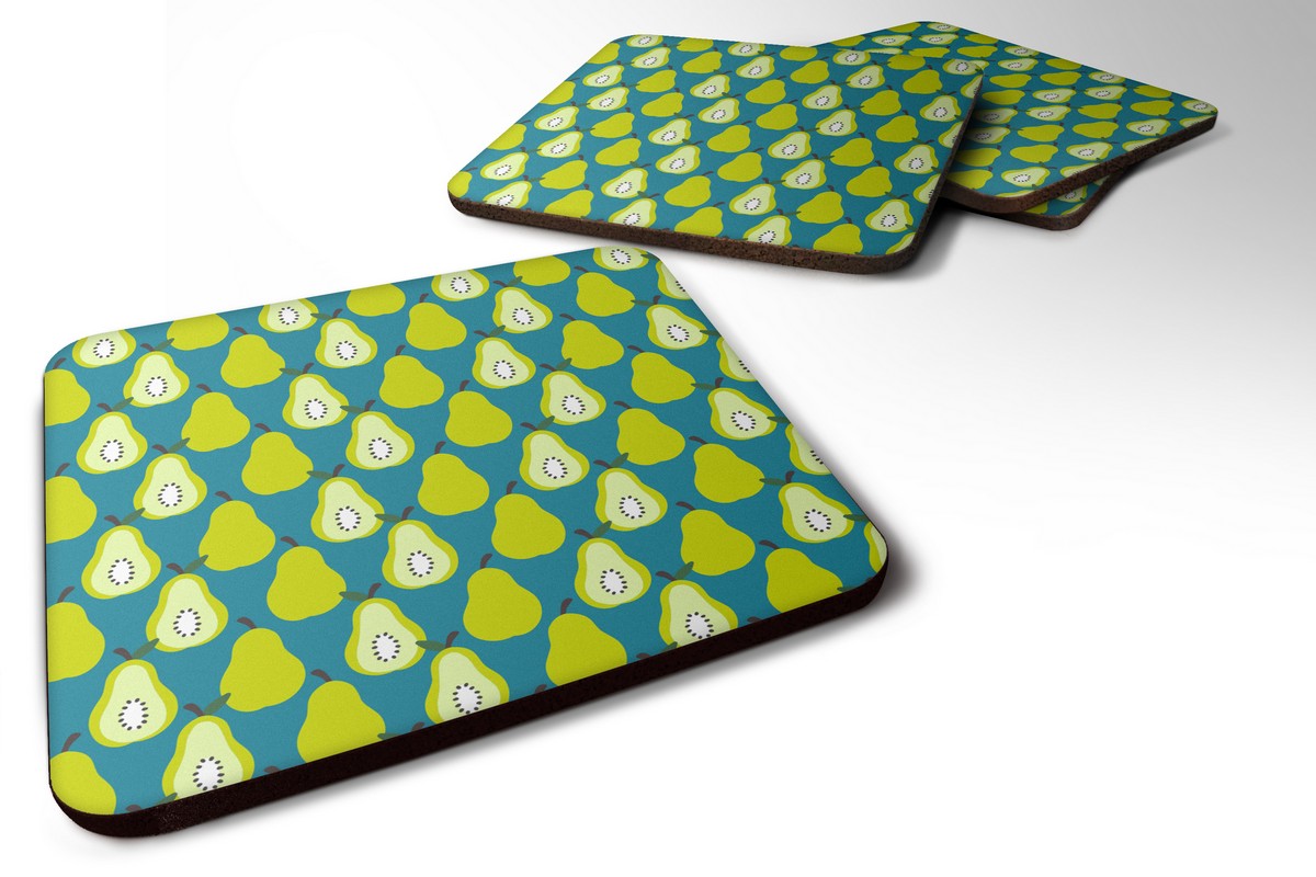 Pears on Green Foam Coaster