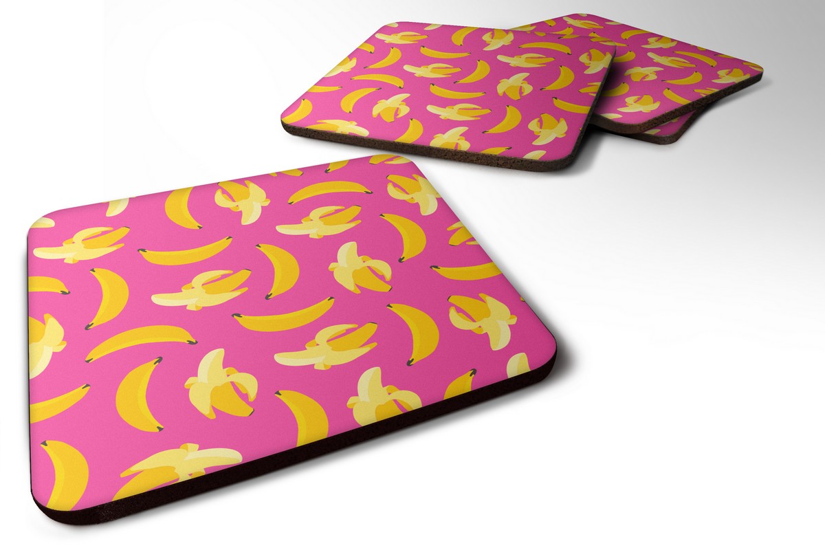 BB5140FC Bananas on Pink Foam Coaster, Set of 4
