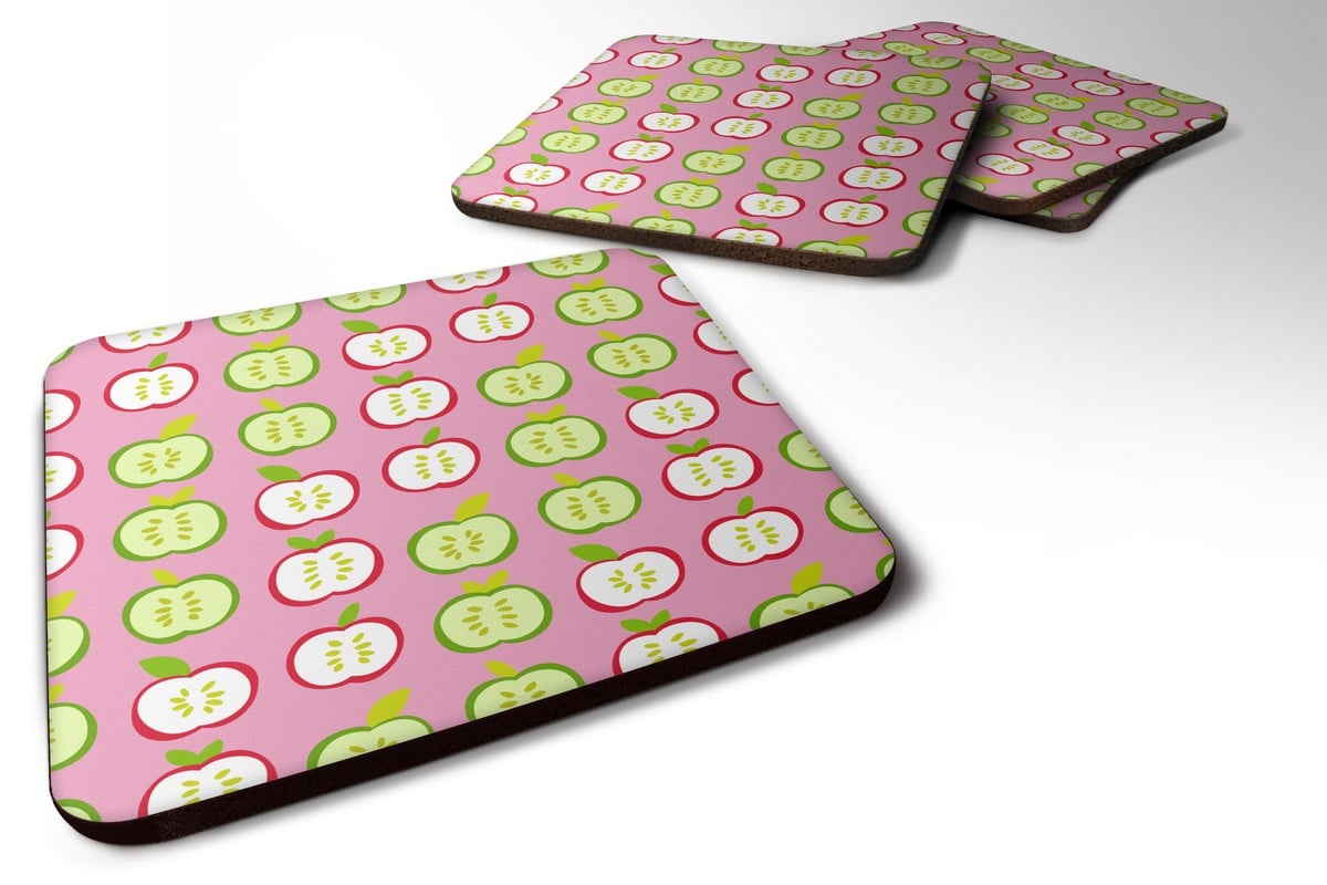 Apples on Pink Foam Coaster, Set of 4