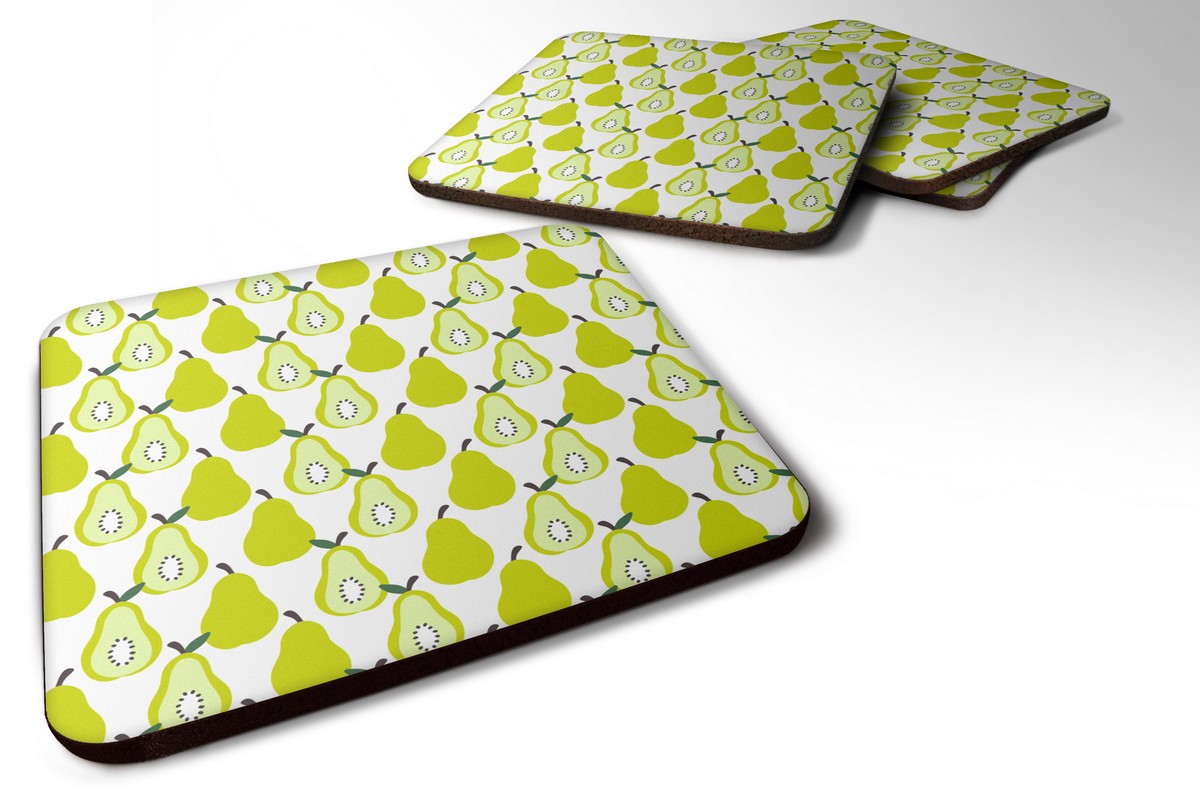 Pears on White Foam Coaster, Set of 4