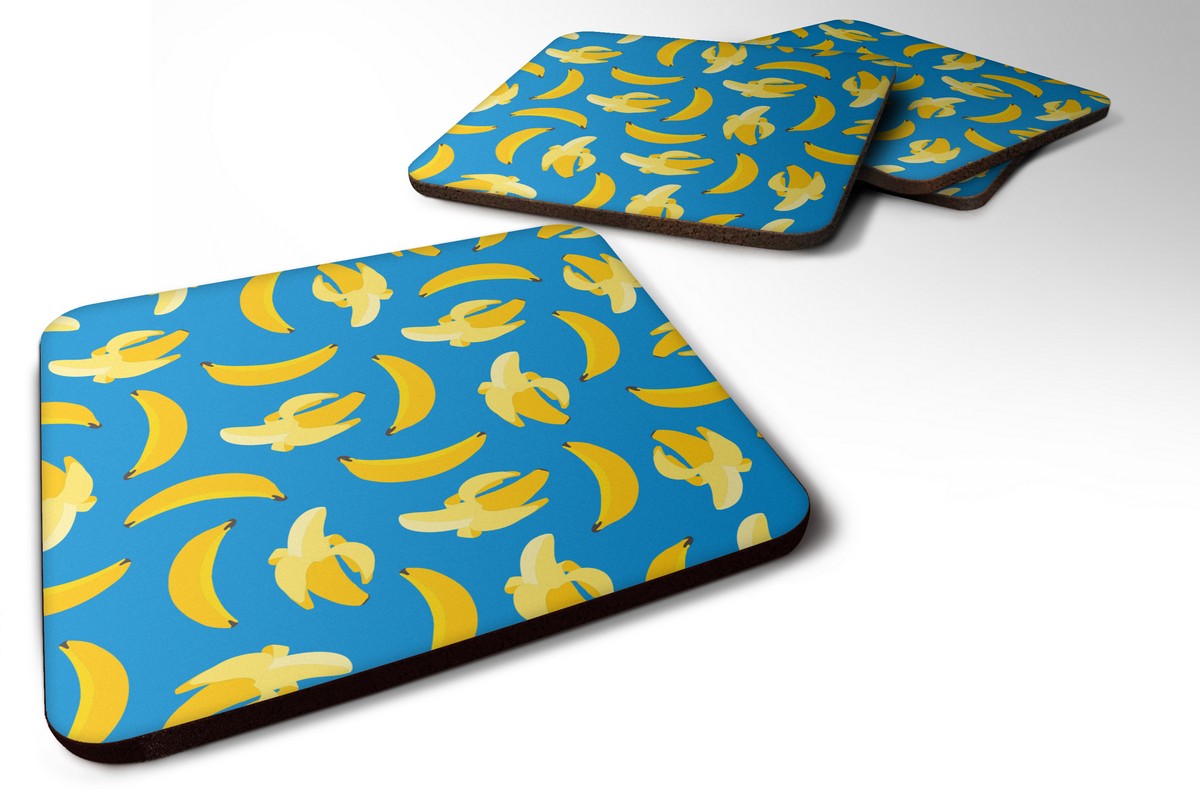 Bananas on Blue Foam Coaster - Blue
