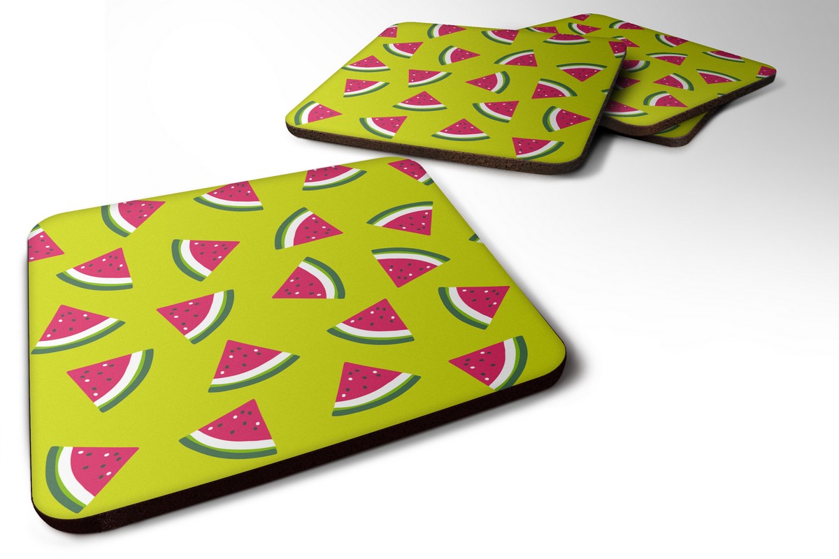 Watermelon on Lime Green Foam Coaster