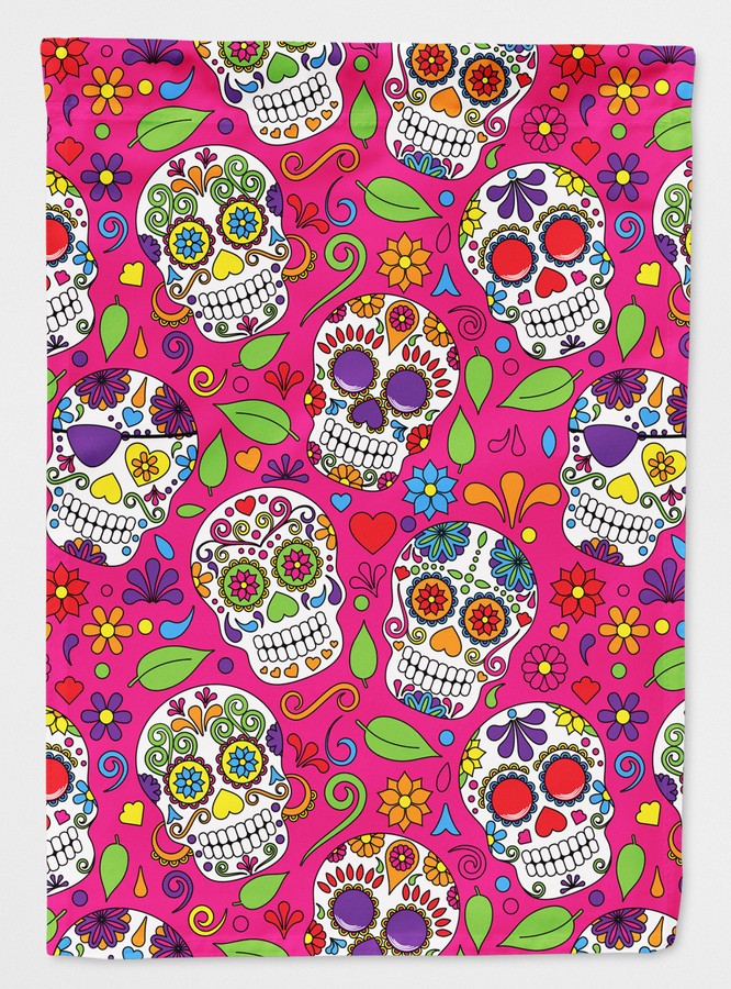 BB5115GF Day of the Dead Pink Flag Garden Size