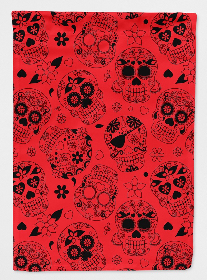 Day of the Dead Orange Flag Garden Size