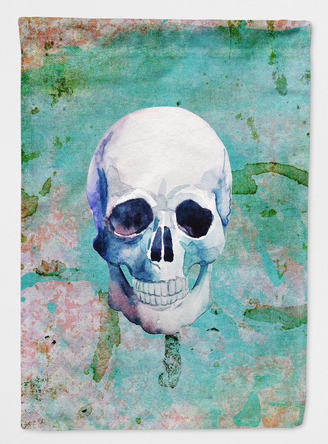 BB5123GF Day of the Dead Teal Skull Flag Garden Size