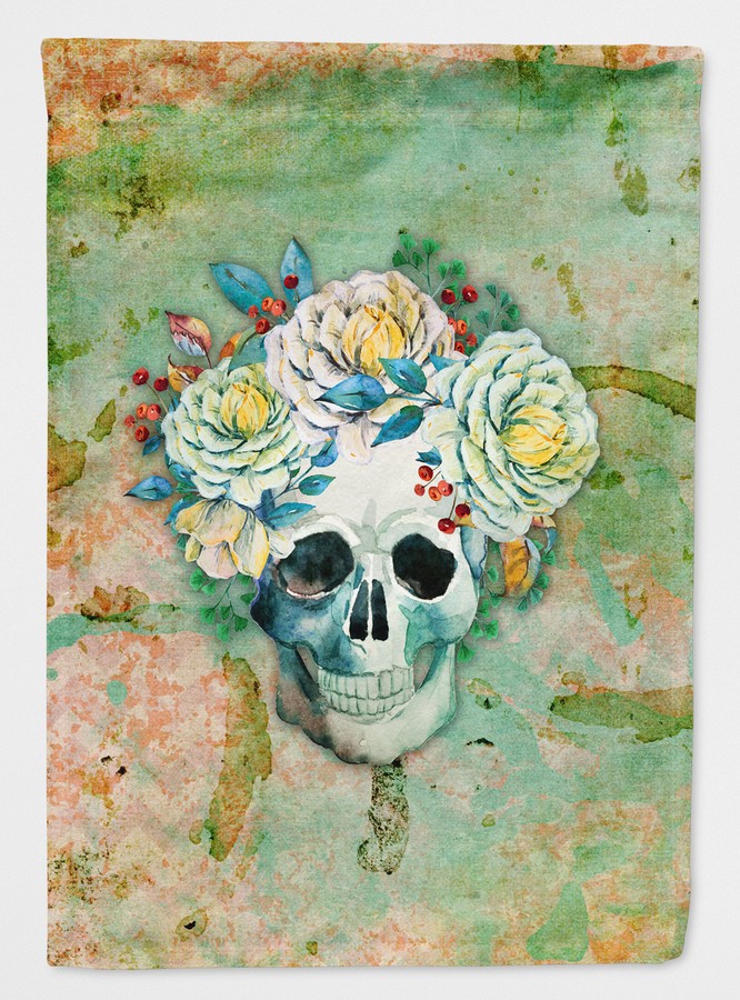 BB5124GF Day of the Dead Skull with Flowers Flag Garden Size