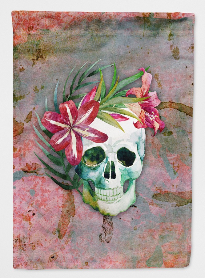 BB5125GF Day of the Dead Skull Flowers Flag Garden Size