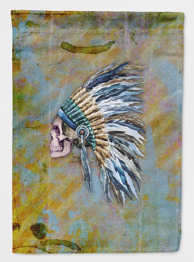BB5128GF Day of the Dead Indian Chief Skull Flag Garden Size