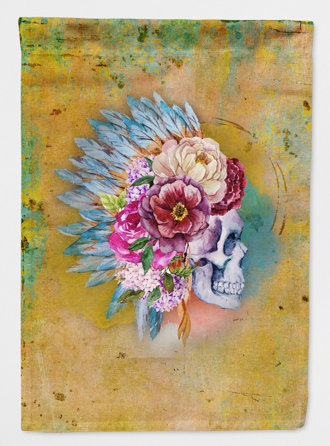 BB5129GF Day of the Dead Flowers Skull Flag Garden Size