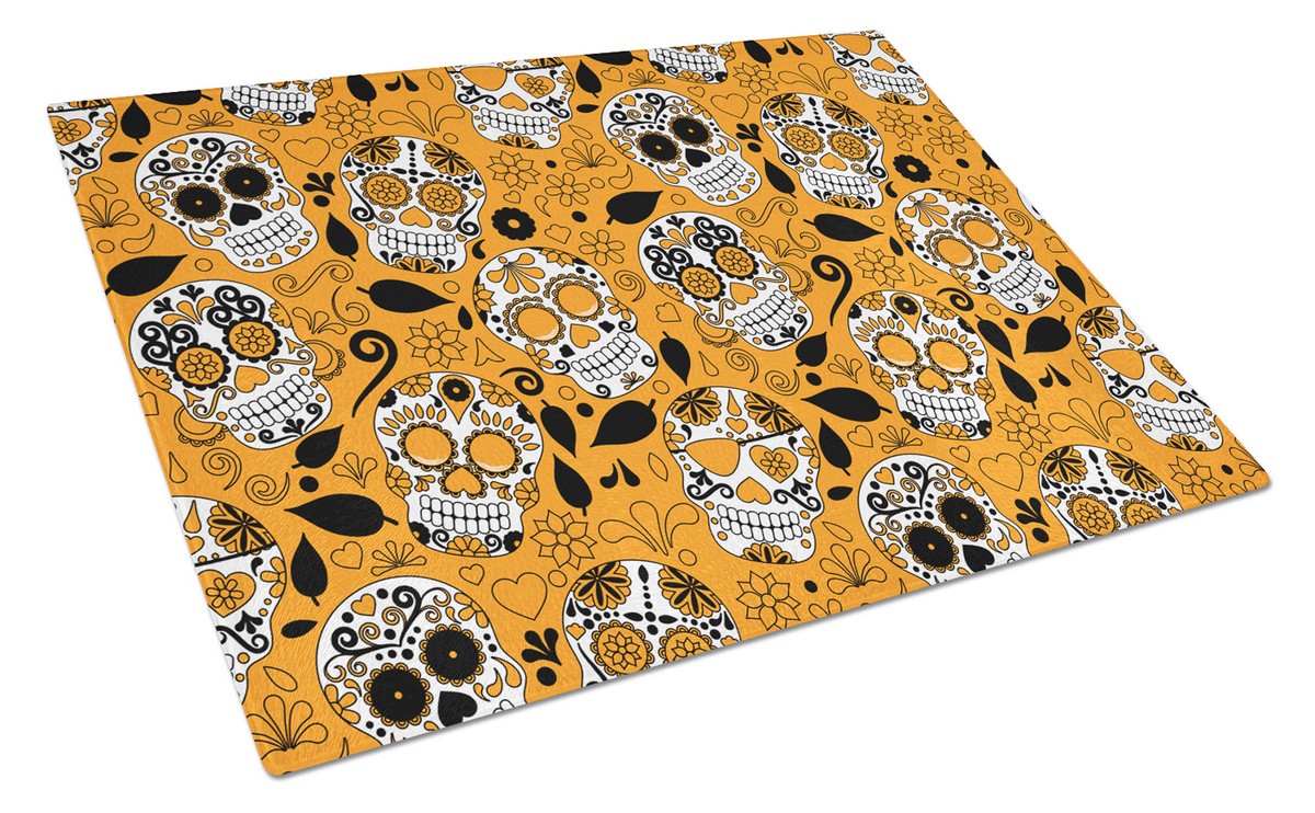 BB5118LCB Day of the Dead Orange Glass Cutting Board, Large