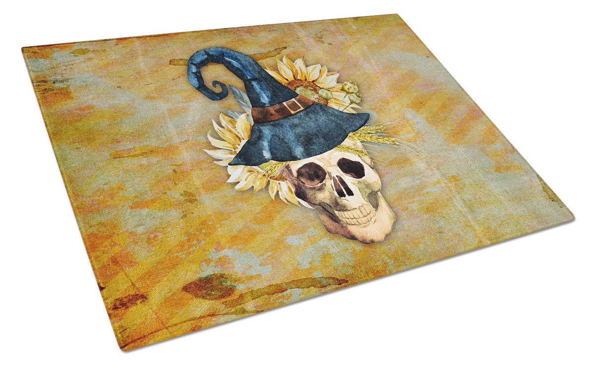 Day of the Dead Witch Skull Glass Cutting Board - Large