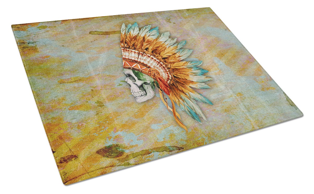 Picture of Carolines Treasures BB5127LCB Day of the Dead Indian Skull Glass Cutting Board, Large