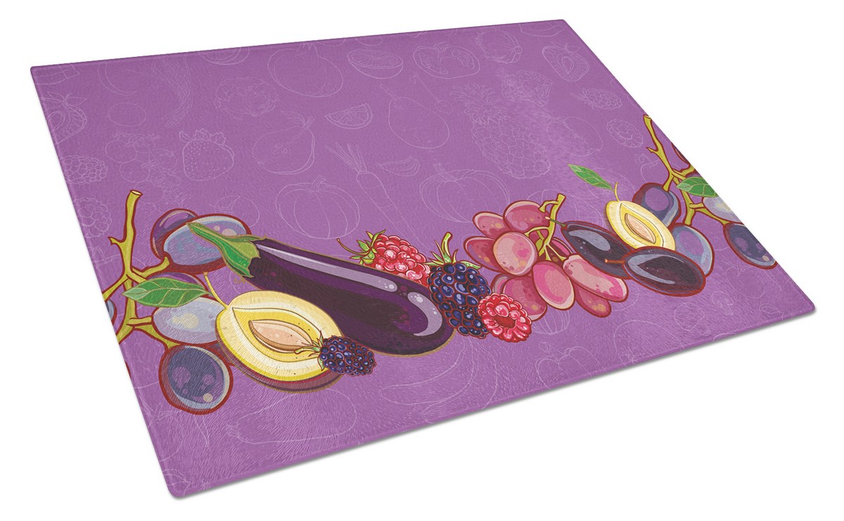 Fruits & Vegetables in Purple Glass Cutting Board - Large