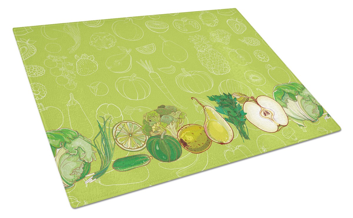 Fruits & Vegetables in Green Glass Cutting Board - Large