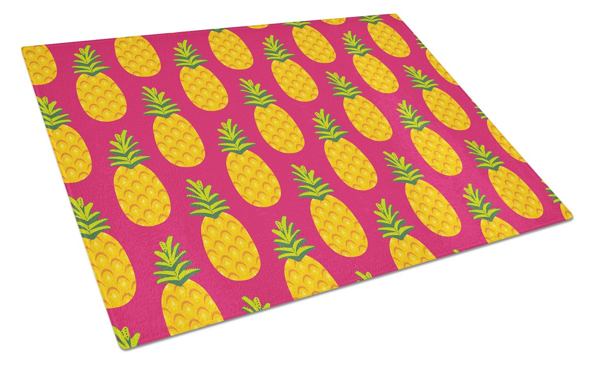 Pineapples on Pink Glass Cutting Board, Large