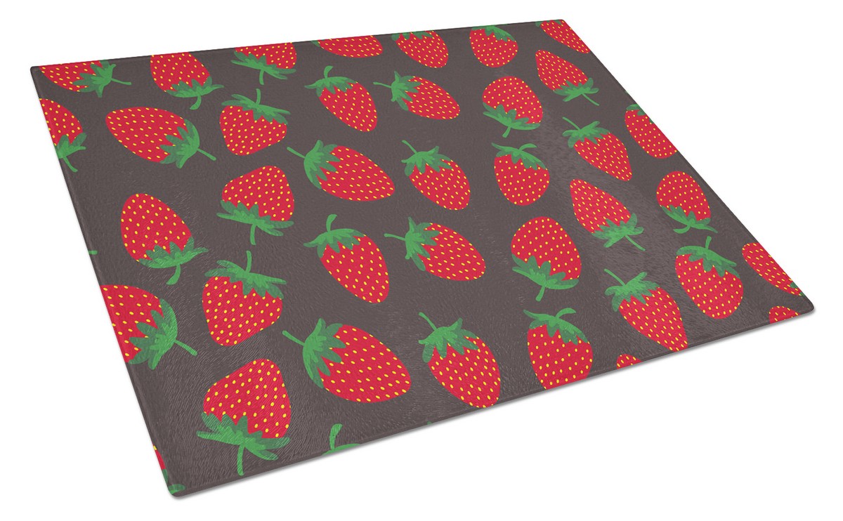 Strawberries on Grey Glass Cutting Board - Large