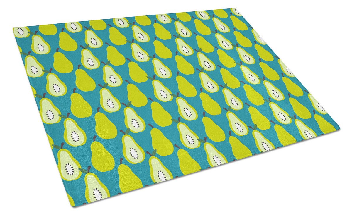 Pears on Green Glass Cutting Board - Large