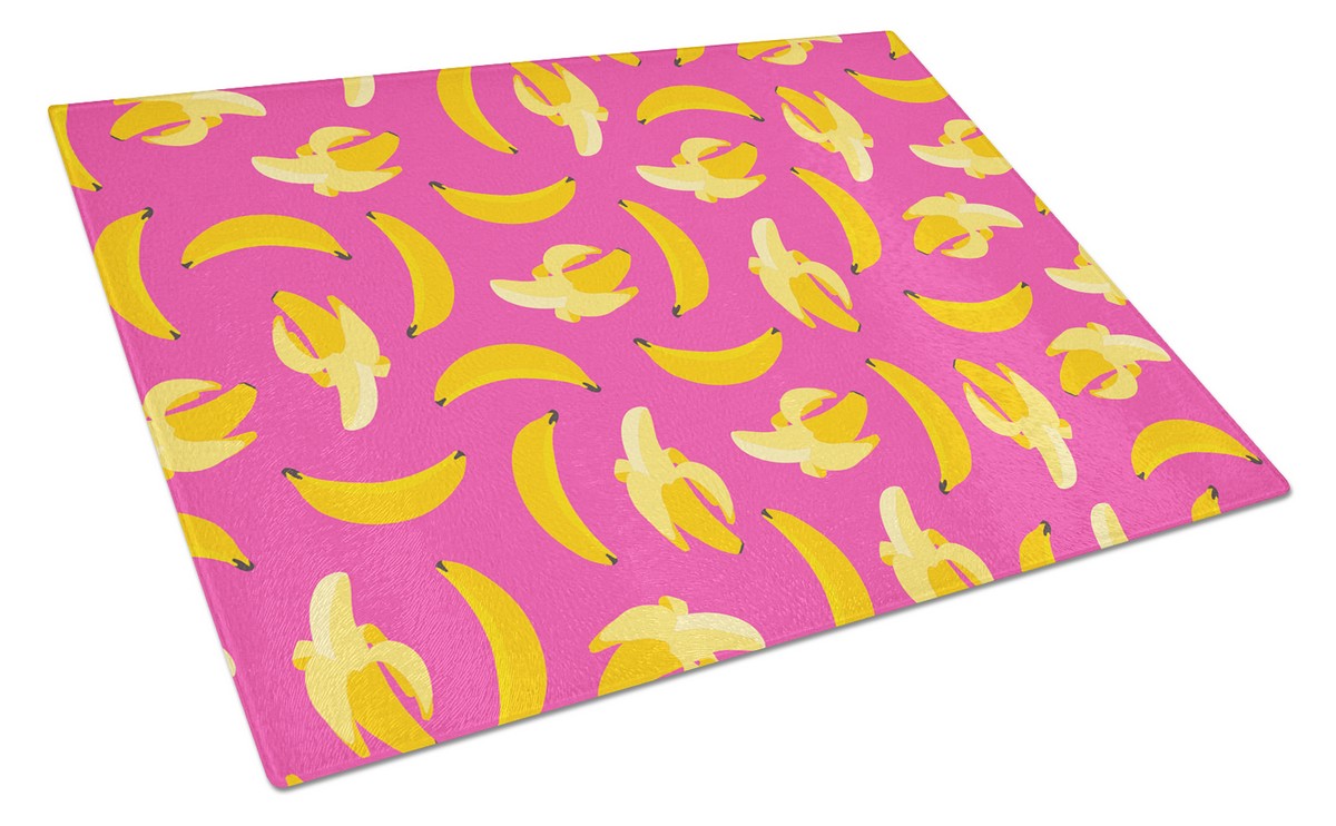 BB5140LCB Bananas on Pink Glass Cutting Board, Large