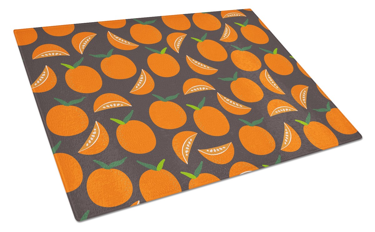 Orange on Grey Glass Cutting Board - Large