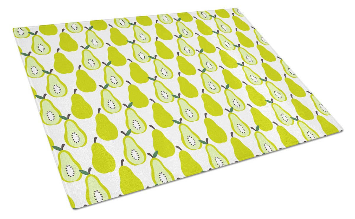 BB5147LCB Pears on White Glass Cutting Board, Large