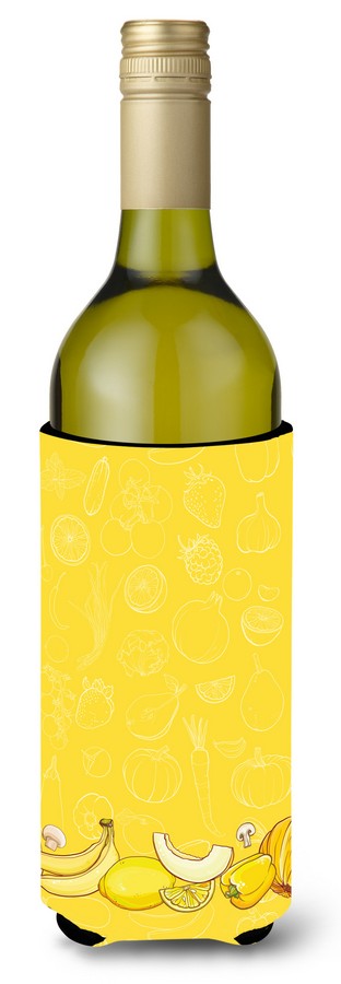 Fruits & Vegetables in Yellow Wine Bottle Beverge Insulator Hugger