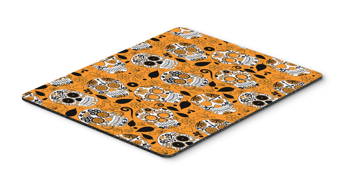 Day of the Dead Orange Mouse Pad, Hot Pad or Trivet