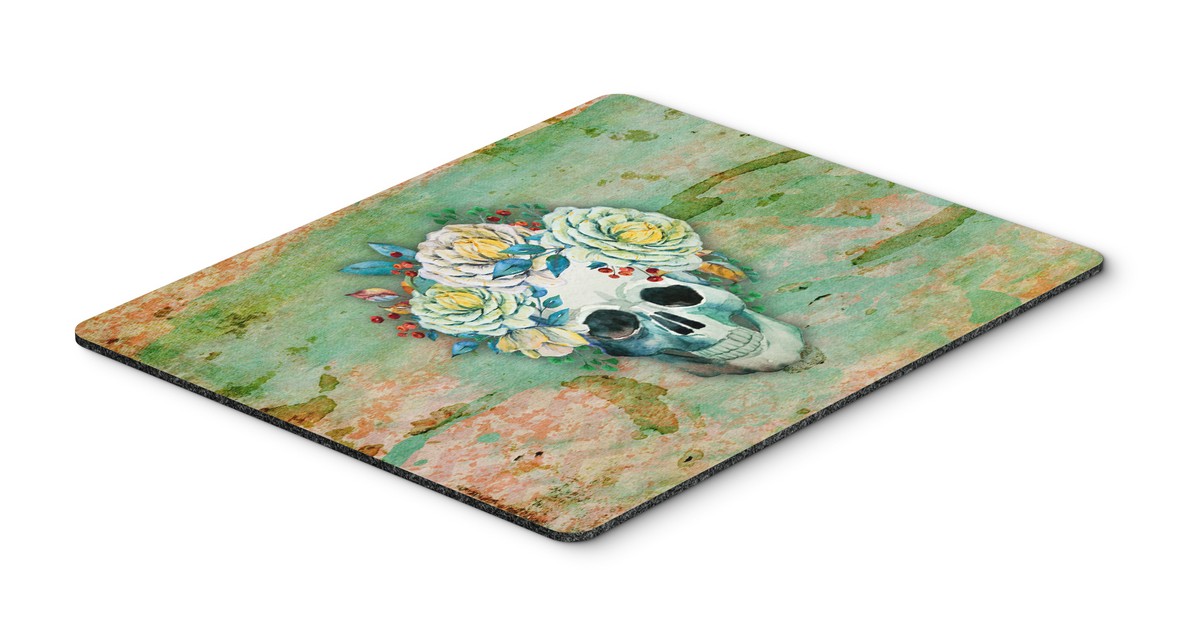 Day of the Dead Skull with Flowers Mouse Pad, Hot Pad or Trivet