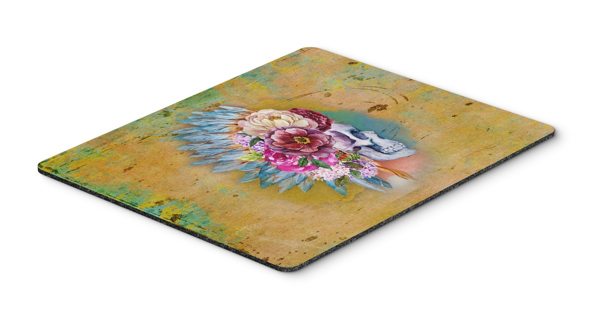 Day of the Dead Flowers Skull Mouse Pad, Hot Pad or Trivet