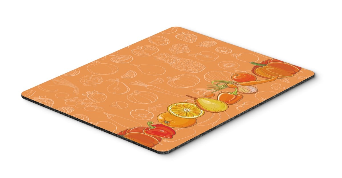 Fruits & Vegetables in Orange Mouse Pad, Hot Pad or Trivet