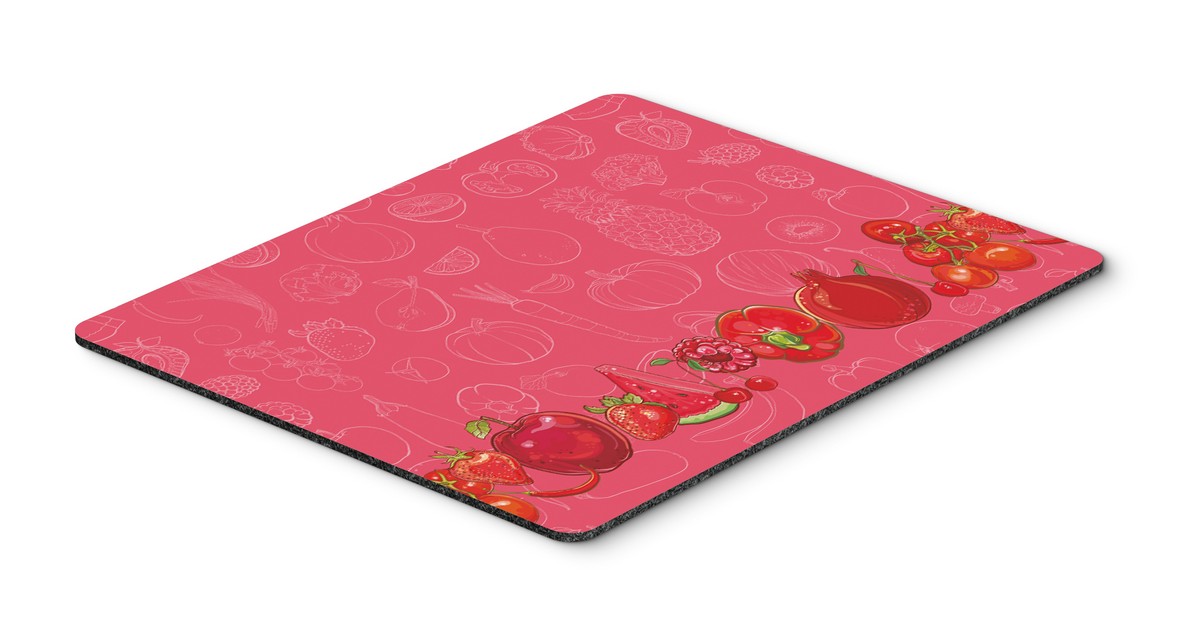 Fruits & Vegetables in Red Mouse Pad, Hot Pad or Trivet