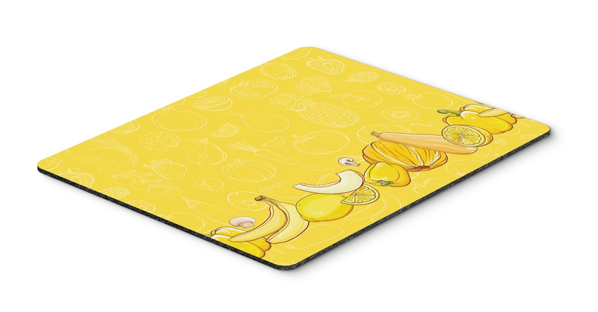 Fruits & Vegetables in Yellow Mouse Pad, Hot Pad or Trivet