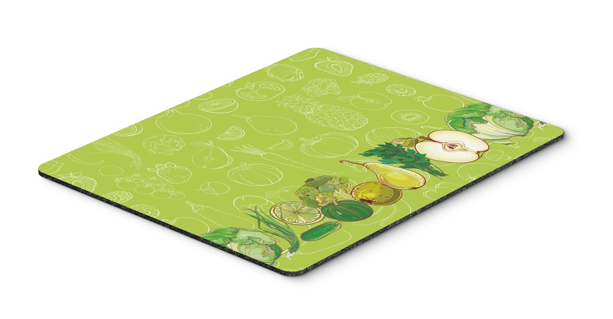 Fruits & Vegetables in Green Mouse Pad, Hot Pad or Trivet