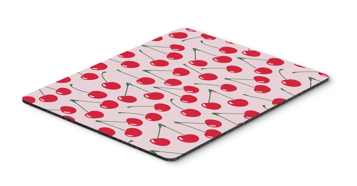 Cherries on Pink Mouse Pad, Hot Pad or Trivet