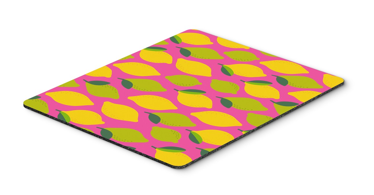BB5143MP Lemons & Limes on Pink Mouse Pad, Hot Pad or Trivet
