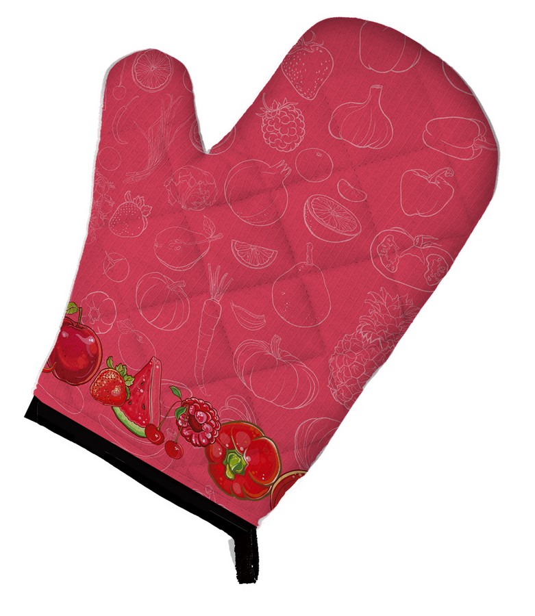 Fruits & Vegetables in Red Oven Mitt - Red